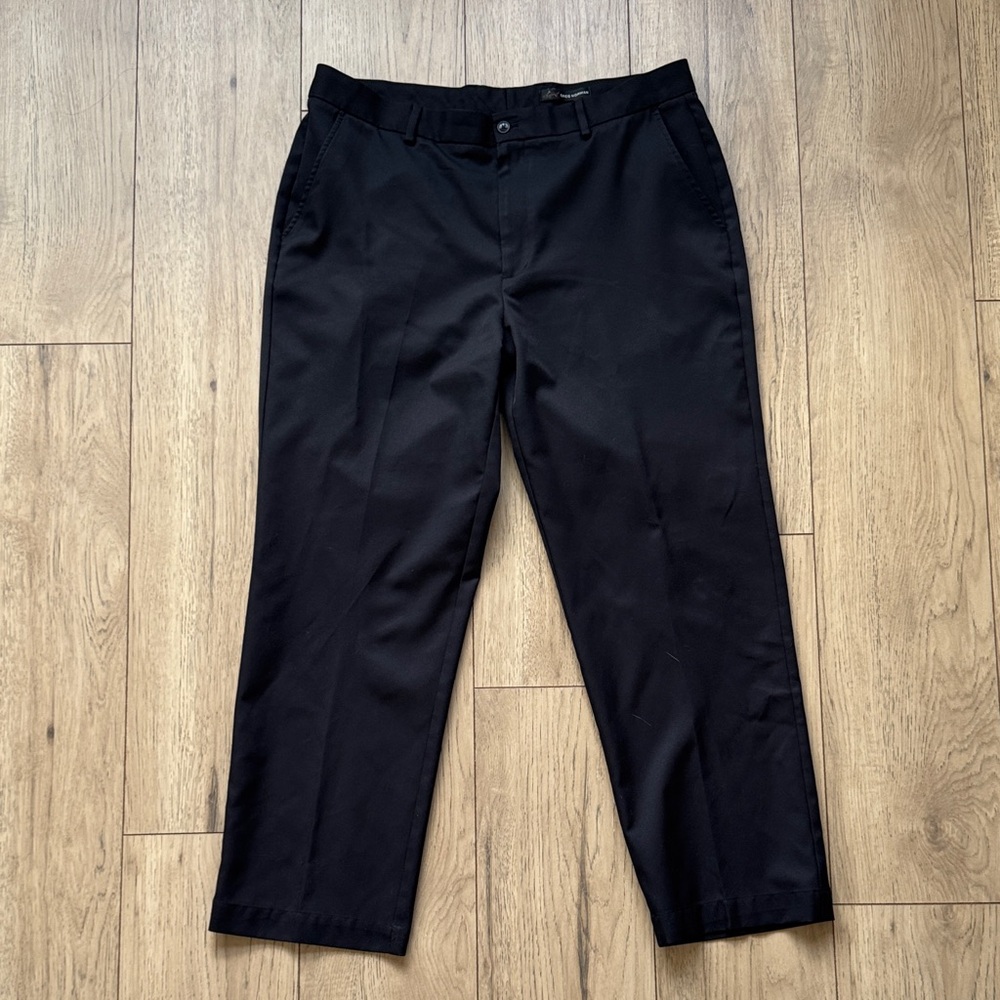 Greg Norman Men’s Golf Dress Pants Flat Front Black Polyester 38x30 Pockets